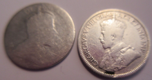 Load image into Gallery viewer, KING GEORGE V 1919 &amp; KING EDWARD VII 1907 CANADA 10 CENTS .925 SILVER 2 COINS
