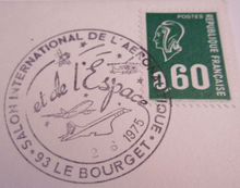Load image into Gallery viewer, FLOWN AT AIRSHOW STAMP COVER - THE GAZELLES PARIS AIRSHOW 1975
