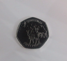 Load image into Gallery viewer, 3 Wise men Following the Star of Bethlehem Christmas 2022 UNC Gibraltar 50p Coin
