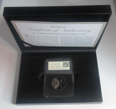 2020 Rosalind Franklin DNA Photograph 51 BUnc 50p DateStamp Coin Slabbed Box/COA