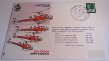 Load image into Gallery viewer, FLOWN AT AIRSHOW STAMP COVER - THE GAZELLES PARIS AIRSHOW 1975
