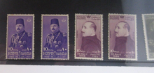Load image into Gallery viewer, King Farouk I, King Faud I &amp; Isma&#39;il Pasha of Egypt 1944 -1945 7 Stamp Set MNH
