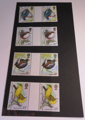 1980 CENTENARY OF WILD BIRD PROTECTION ACT GUTTER PAIRS 8 STAMPS MNH IN HOLDER