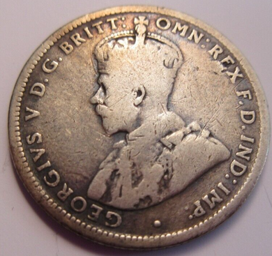 KING GEORGE V ONE SHILLING COIN .925 SILVER G-F 1916 AUSTRALIA IN CLEAR FLIP