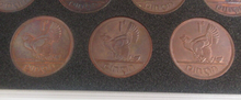Load image into Gallery viewer, Eire Harp Pennies 1935 - 1966 Irish 10 coin set In Royal Mint Blue Book
