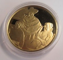 Load image into Gallery viewer, 1975 THE GENIUS OF VERMEER HALLMARKED 24CT GOLD PLATED .925 SILVER 32G MEDAL
