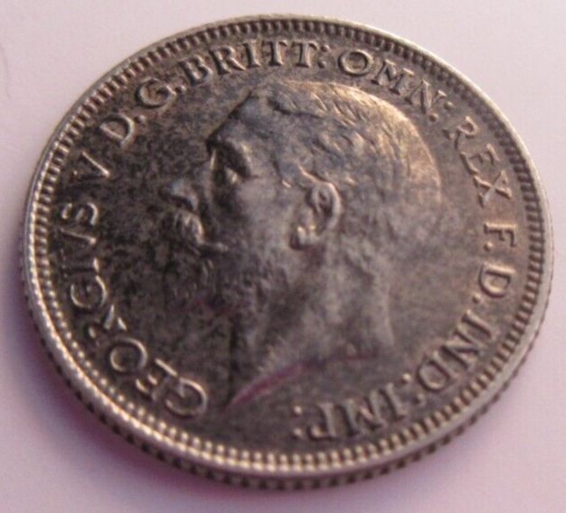 1930 KING GEORGE V BARE HEAD .500 SILVER UNC 6d SIXPENCE COIN IN CLEAR FLIP