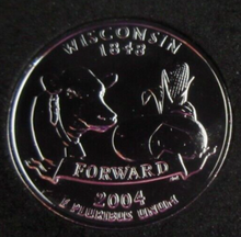 Load image into Gallery viewer, 2004 UNITED STATES MINT STATE QUARTER DOLLAR WISCONSIN 1848 PLATINUM PLATED
