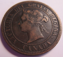 Load image into Gallery viewer, CANADA ONE CENT COIN 1876 LARGE LEAF VF+ PRESENTED IN PROTECTIVE CLEAR FLIP
