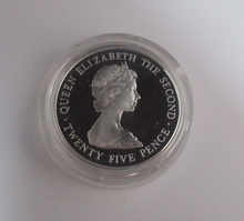 Load image into Gallery viewer, 1978 ROYAL VISIT OF GUERNSEY SILVER PROOF ROYAL MINT 25p CROWN COIN R/MINT BOX
