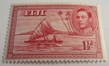 Load image into Gallery viewer, KING GEORGE VI FIJI PRE DECIMAL STAMPS &amp; STAMP HOLDER
