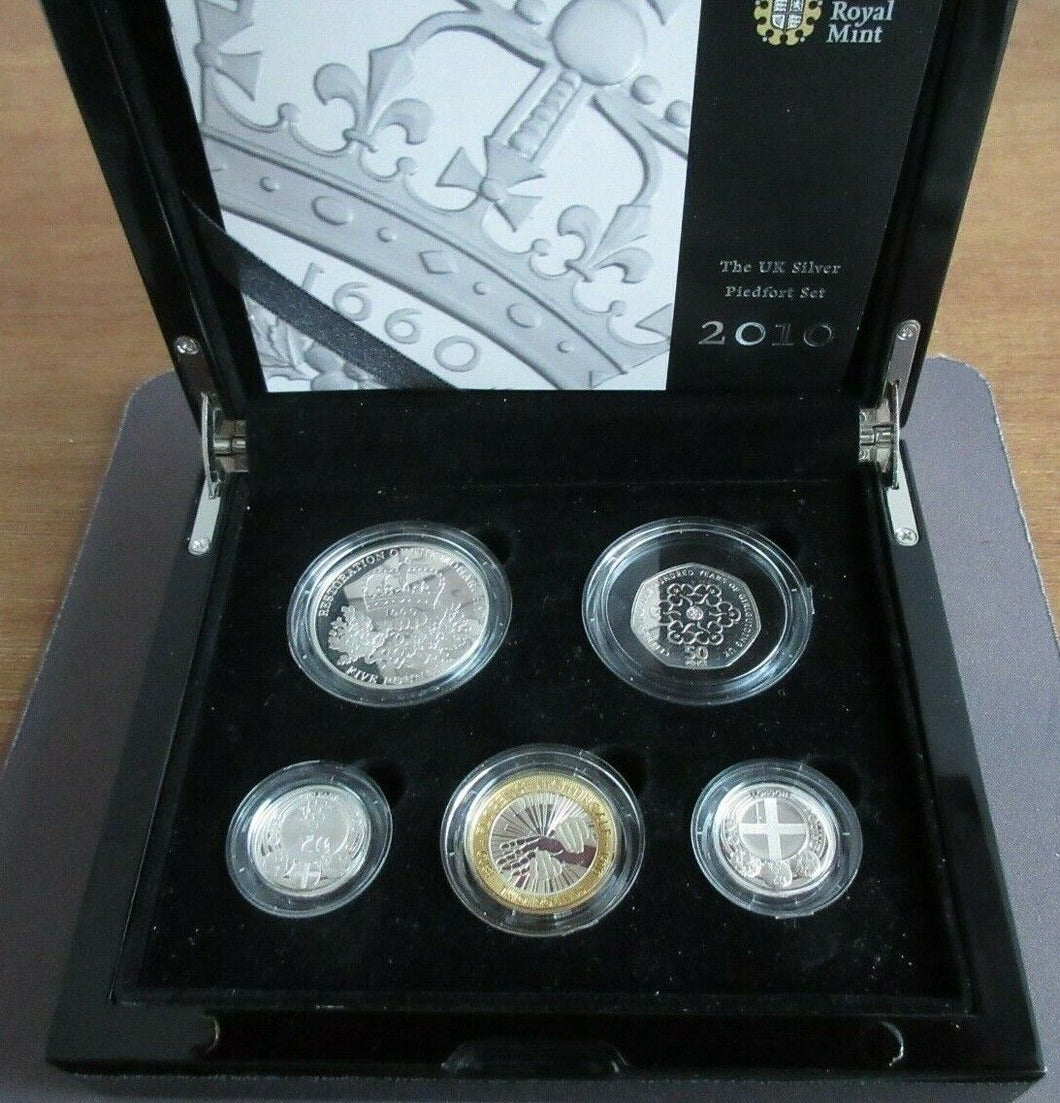 2010 UK Silver Proof Piedfort 5 Coin Celebration Set Royal Mint Boxed&COA
