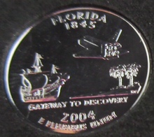 Load image into Gallery viewer, 2004 UNITED STATES MINT STATE QUARTER DOLLAR FLORIDA 1845 PLATINUM PLATED
