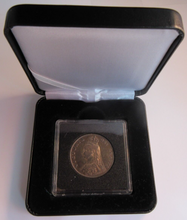 Load image into Gallery viewer, 1887 QUEEN VICTORIA SILVER FLORIN JUBILEE HEAD VF-EF IN QUADRANT CAPSULE &amp; BOX
