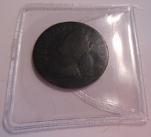 Load image into Gallery viewer, 1749 KING GEORGE II FARTHING PRESENTED IN PROTECTIVE CLEAR FLIP
