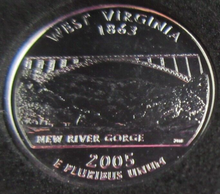 Load image into Gallery viewer, 2005 UNITED STATES MINT STATE QUARTER DOLLAR WEST VIRGINIA 1863 PLATINUM PLATED
