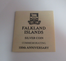 Load image into Gallery viewer, 1983 Falkland Islands 150th Anniversary Silver Proof 50p Crown Coin Box/COA
