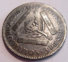 Load image into Gallery viewer, KING GEORGE V 3d 1926 .800 SILVER THREE PENCE COIN VF-EF SOUTH AFRICA IN FLIP
