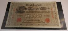 Load image into Gallery viewer, 1910 GERMAN 1000 MARK BANK NOTE WITH CLEAR FRONTED NOTE HOLDER
