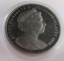 Load image into Gallery viewer, 2008 90TH ANNIVERSARY OF THE RAF QEII FALKLANDS BU ONE CROWN COIN WITH CAPSULE
