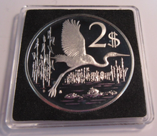 Load image into Gallery viewer, 1975 CAYMAN ISLANDS BLUE HERON HIGH GRADE SILVER PROOF $2 COIN ULTRA CAMEO BOXED
