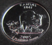 Load image into Gallery viewer, 2005 UNITED STATES MINT STATE QUARTER DOLLAR KANSAS 1861 PLATINUM PLATED
