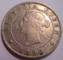 Load image into Gallery viewer, QUEEN VICTORIA HALF PENNY COIN JAMAICA 1890 VF-EF IN CLEAR FLIP
