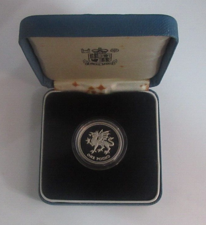 1995 Dragon of Wales Silver Proof UK Royal Mint £1 Coin Boxed With COA