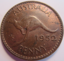 Load image into Gallery viewer, 1952 KING GEORGE VI AUSTRALIA PENNY COIN UNC WITH LUSTRE NO DOT IN CLEAR FLIP
