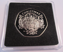 Load image into Gallery viewer, 1993 QEII CHRISTMAS COLLECTION IOM BB MARK DIAMOND FINISH 50P COIN CARD BOX &amp;COA
