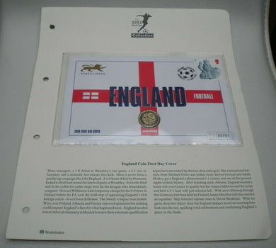 2002 ENGLAND FOOTBALL £1 COIN COVER, BUNC, WITH ROYAL MAIL STAMP, POSTMARKS PNC