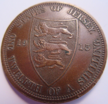 Load image into Gallery viewer, 1913 KING GEORGE V STATES OF JERSEY ONE TWELFTH OF A SHILLING EF+ IN CLEAR FLIP

