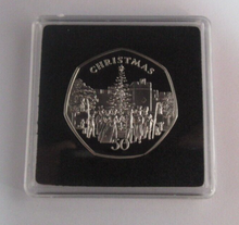 Load image into Gallery viewer, 1982 Christmas Tree Carolling Isle of Man Silver Proof 50p Coin Box &amp;COA
