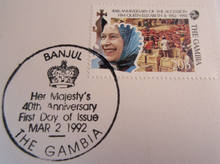 Load image into Gallery viewer, QUEEN ELIZABETH II HAPPY &amp; GLORIOUS 40th ANNIVERS 4 FIRST DAY COVERS - GAMBIA
