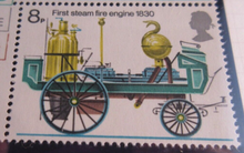 Load image into Gallery viewer, 1974 FIRE ENGINE POSTAGE STAMP PAIRS MNH 8 STAMPS WITH ALBUM PAGE
