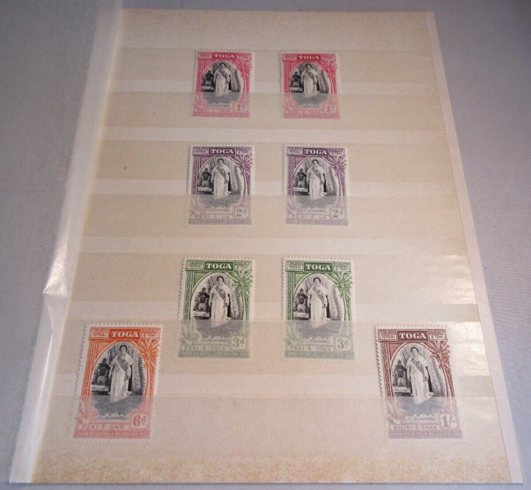 1944 TOGA QUEEN SALOTE MNH MLH STAMPS X 8 IN STAMP HOLDER