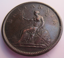 Load image into Gallery viewer, 1806 GEORGE III PENNY BRITANNIA EF PRESENTED IN CLEAR PROTECTIVE FLIP
