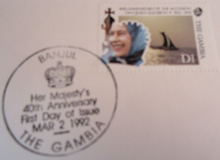 Load image into Gallery viewer, QUEEN ELIZABETH II HAPPY &amp; GLORIOUS 40th ANNIVERS 4 FIRST DAY COVERS - GAMBIA
