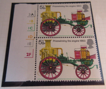 Load image into Gallery viewer, 1974 FIRE ENGINE POSTAGE STAMP PAIRS MNH 8 STAMPS WITH ALBUM PAGE
