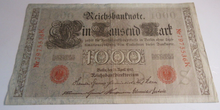 Load image into Gallery viewer, 1910 GERMAN 1000 MARK BANK NOTE WITH CLEAR FRONTED NOTE HOLDER
