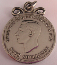 Load image into Gallery viewer, 1951 PROOF FIVE SHILLINGS CROWN PENDANT WITH .925 HALLMARKED MOUNT &amp; POUCH
