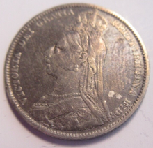 Load image into Gallery viewer, QUEEN VICTORIA SHILLING 1889 VF-EF .925 SILVER ONE SHILLING COIN IN CLEAR FLIP
