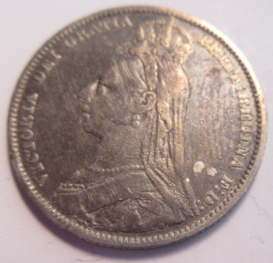 QUEEN VICTORIA SHILLING 1889 VF-EF .925 SILVER ONE SHILLING COIN IN CLEAR FLIP