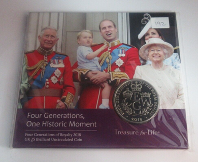 2018 Four Generations, One Historic Moment Royal Mint UK BUnc £5 Coin SealedPack