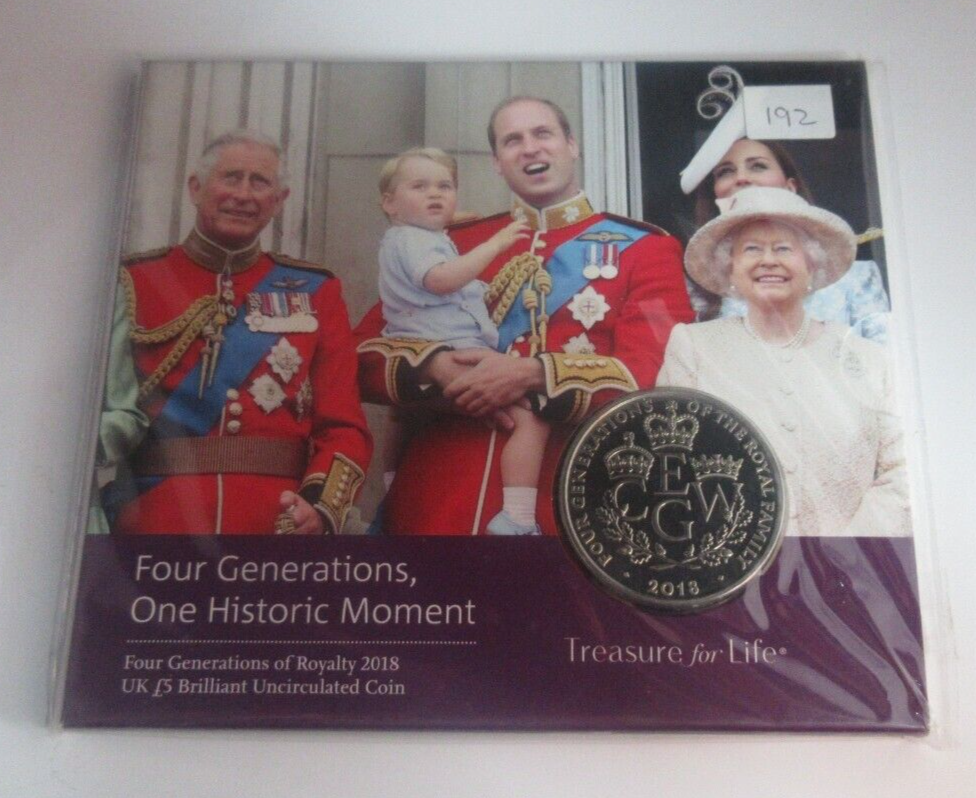 2018 Four Generations, One Historic Moment Royal Mint UK BUnc £5 Coin SealedPack
