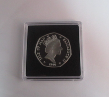 Load image into Gallery viewer, 1990 Christmas Ferry Coming into Dock Isle of Man Silver Proof 50p Coin BoxCOA
