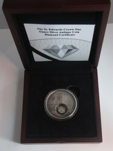 Load image into Gallery viewer, 2019 St Edwards Crown Silver Antique With 1 Ct Diamonds 1500 Francs Coin Box&amp;COA
