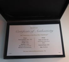 Load image into Gallery viewer, 2020 Penny Black 180th Anniv Datestamp Victoria Bronze Penny 1892 1p Boxed/COA
