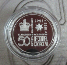 Load image into Gallery viewer, 2002 QE2 Accession 50th Anniv Silver Proof Australian Mint 50 Cent Coin BoxedCOA
