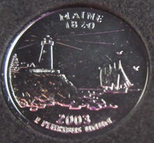 Load image into Gallery viewer, 2003 UNITED STATES MINT STATE QUARTER DOLLAR MAINE 1820 PLATINUM PLATED
